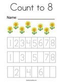 Count to 8 Coloring Page