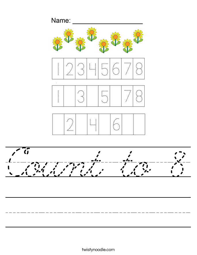 Count to 8 Worksheet