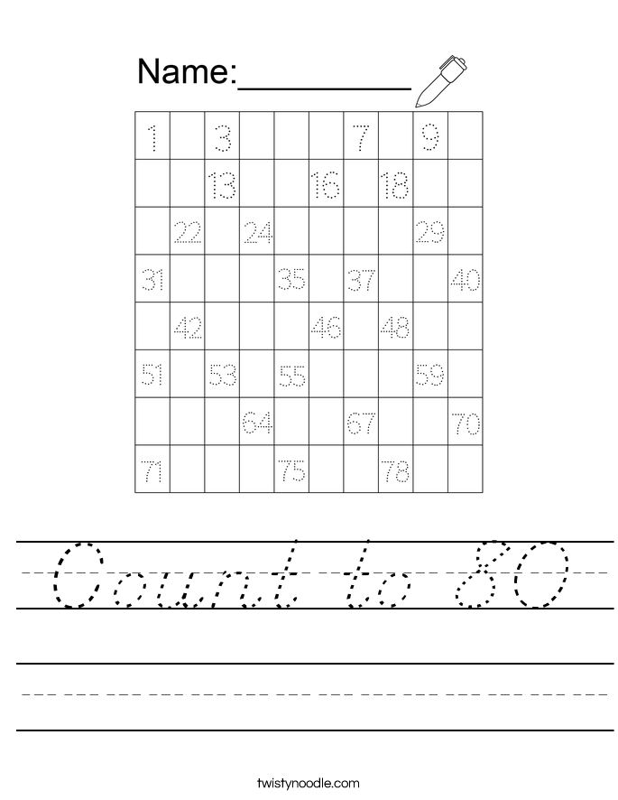 Count to 80 Worksheet