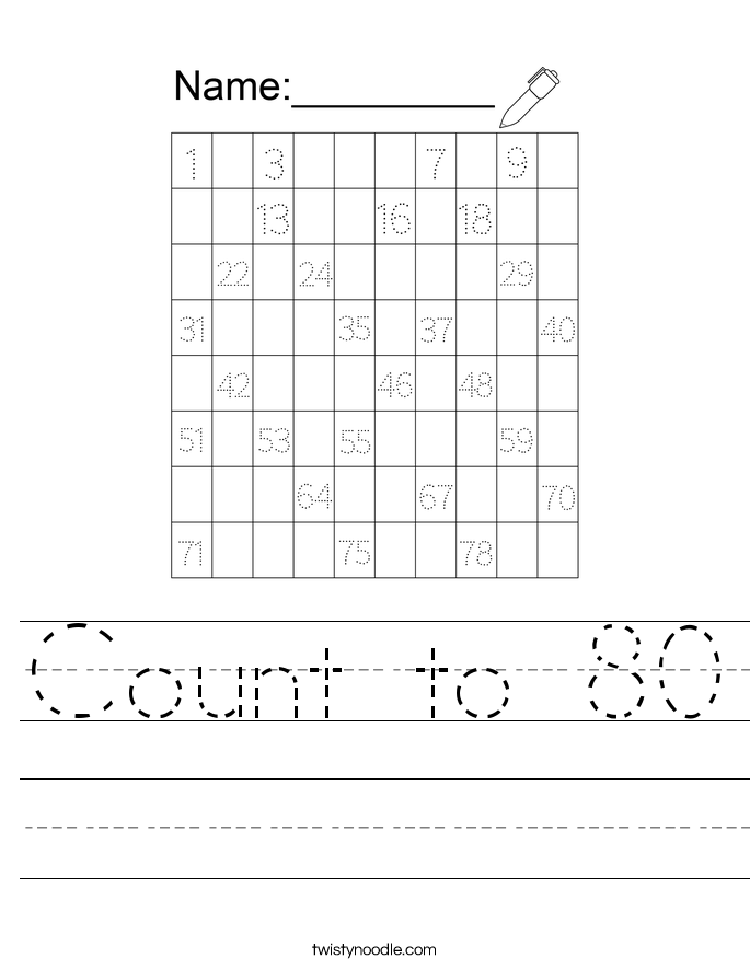 Count to 80 Worksheet