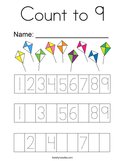 Count to 9 Coloring Page