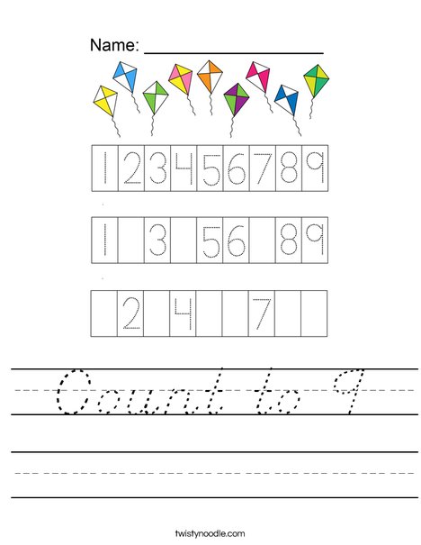 Count to 9 Worksheet