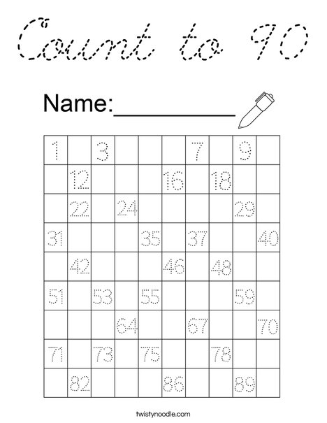 Count to 90 Coloring Page