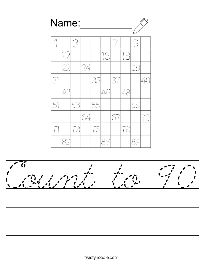 Count to 90 Worksheet