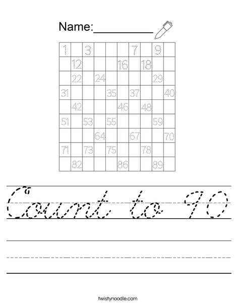 Count to 90 Worksheet