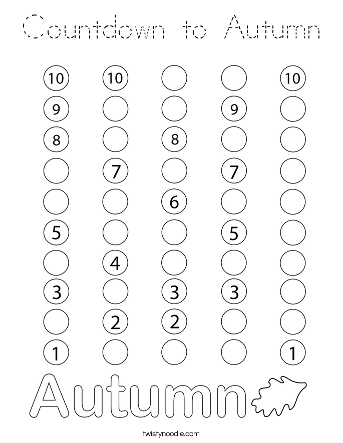 Countdown to Autumn Coloring Page