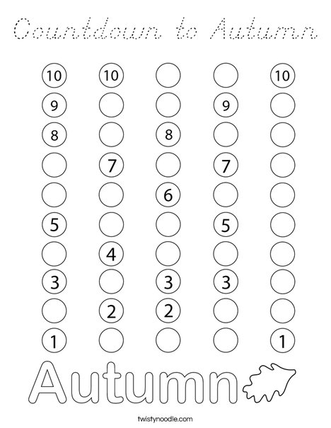 Countdown to Autumn Coloring Page