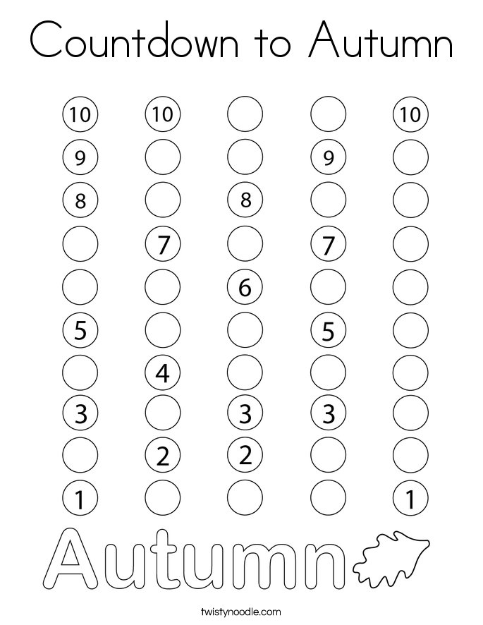 Countdown to Autumn Coloring Page