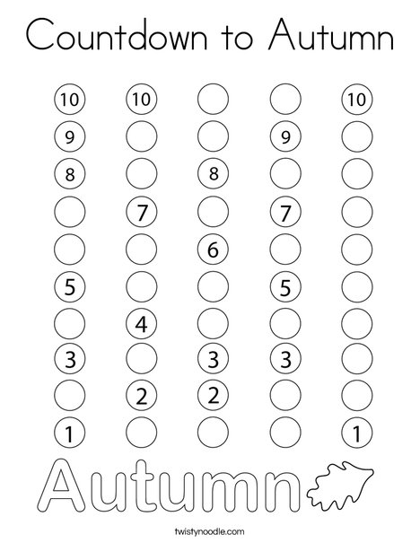 Countdown to Autumn Coloring Page