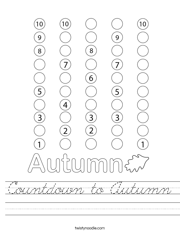 Countdown to Autumn Worksheet