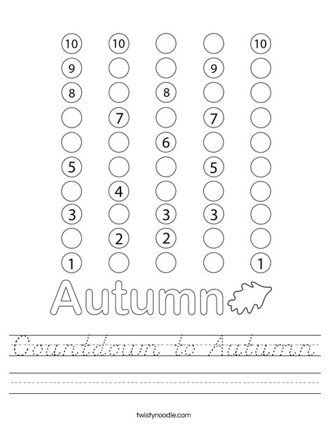 Countdown to Autumn Worksheet