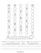 Countdown to Autumn Handwriting Sheet
