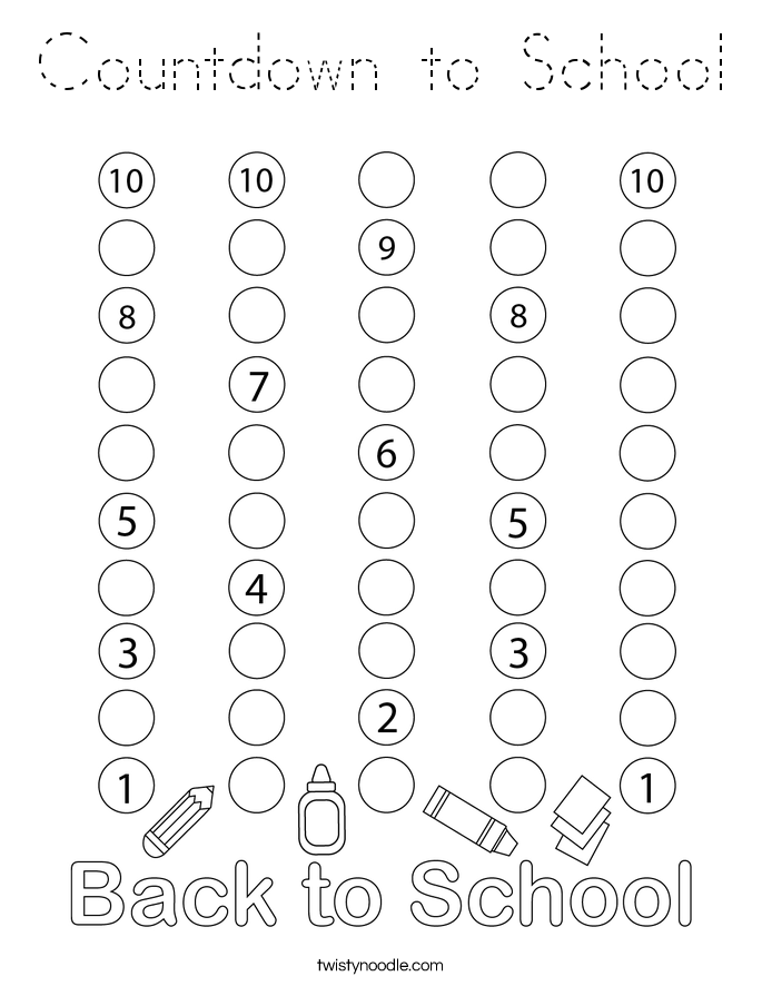 Countdown to School Coloring Page