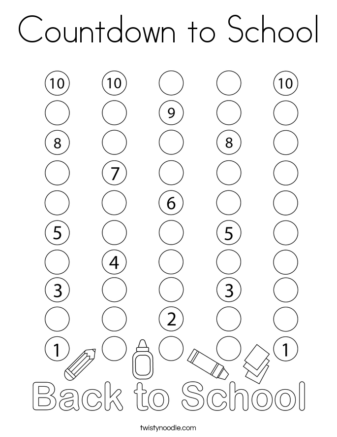 Countdown to School Coloring Page