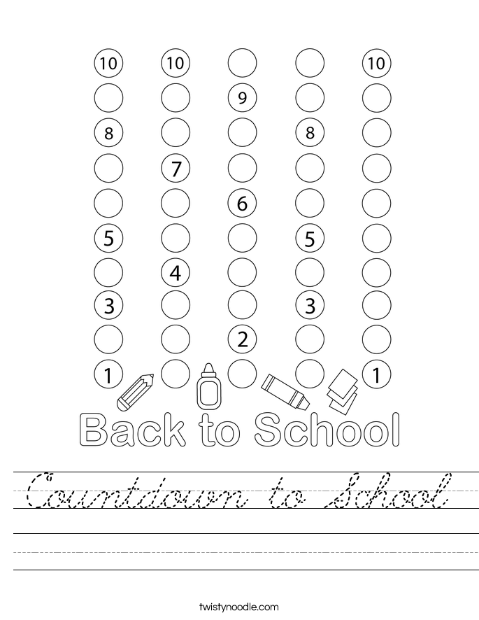 Countdown to School Worksheet