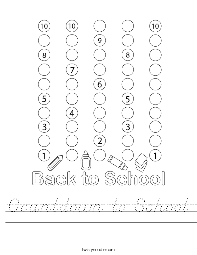 Countdown to School Worksheet