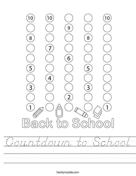 Countdown to School Worksheet