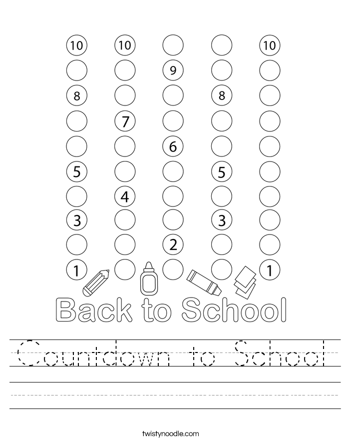 Countdown to School Worksheet