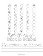 Countdown to School Handwriting Sheet