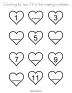 Counting by two Fill in the missing numbers Coloring Page