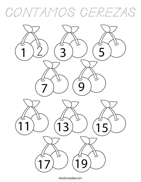 Counting Cherries Coloring Page