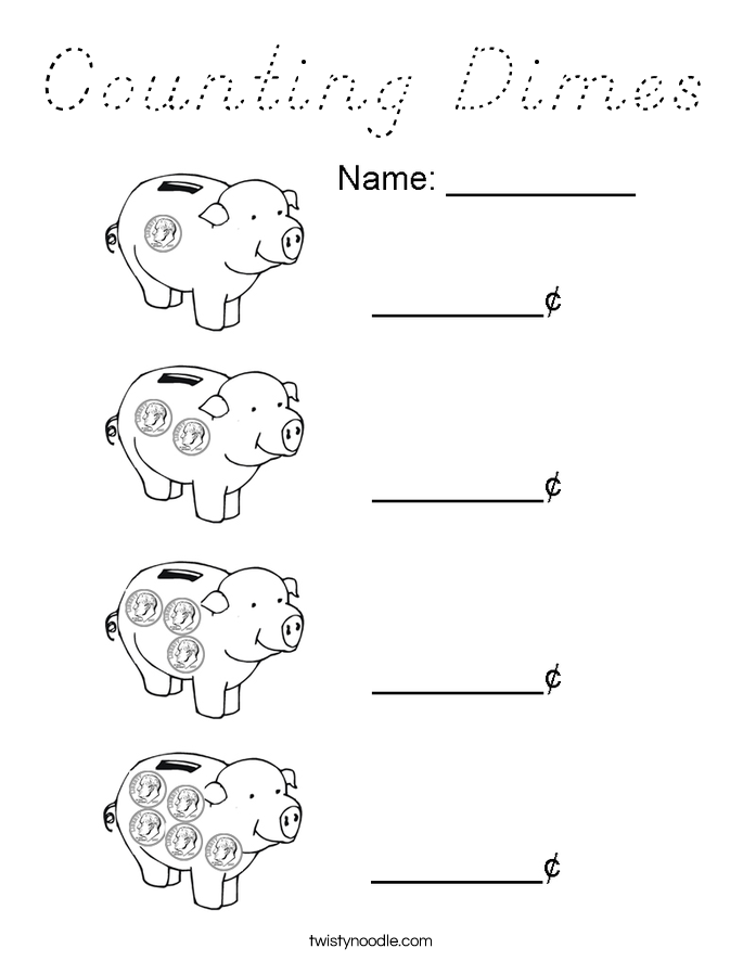 Counting Dimes Coloring Page