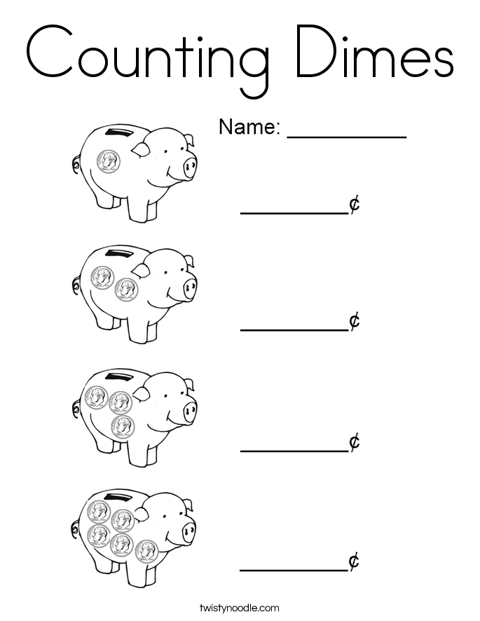 Counting Dimes Coloring Page Twisty Noodle Counting Dimes Coloring Page Twisty Noodle