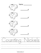 Counting Nickels Handwriting Sheet