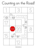 Counting on the Road Coloring Page