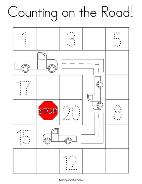 Counting on the Road! Coloring Page