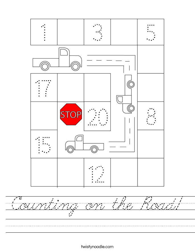Counting on the Road! Worksheet