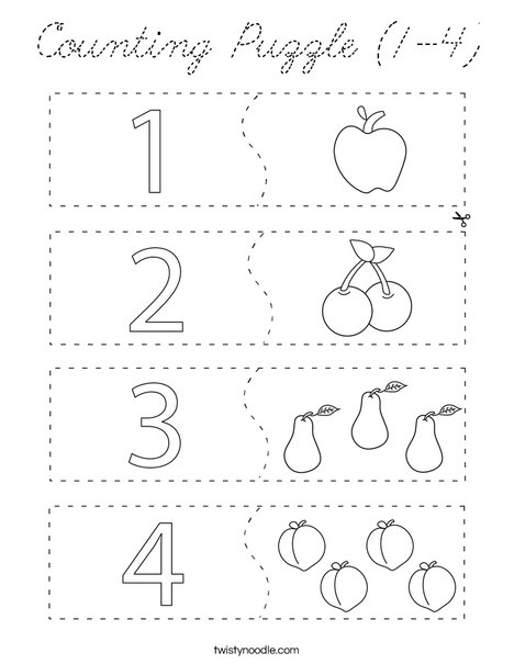 Counting Puzzle (1-4) Coloring Page