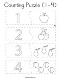 Counting Puzzle (1-4) Coloring Page