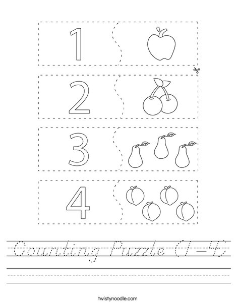 Counting Puzzle (1-4) Worksheet