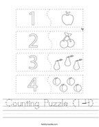 Counting Puzzle (1-4) Handwriting Sheet