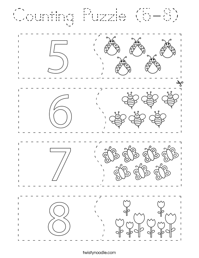 Counting Puzzle (5-8)  Coloring Page