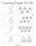 Counting Puzzle (5-8)  Coloring Page