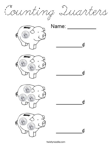 Counting Quarters Coloring Page