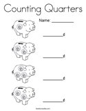 Counting Quarters Coloring Page