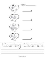 Counting Quarters Handwriting Sheet