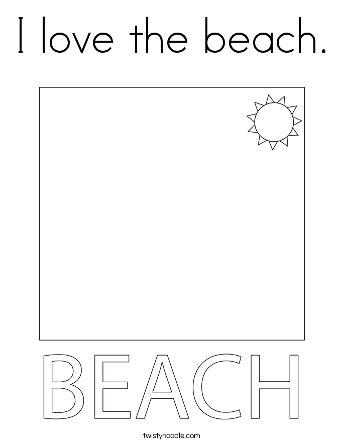 I love the beach. Coloring Page