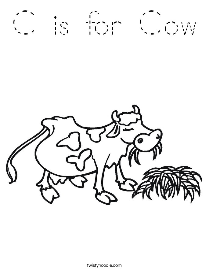 C is for Cow Coloring Page