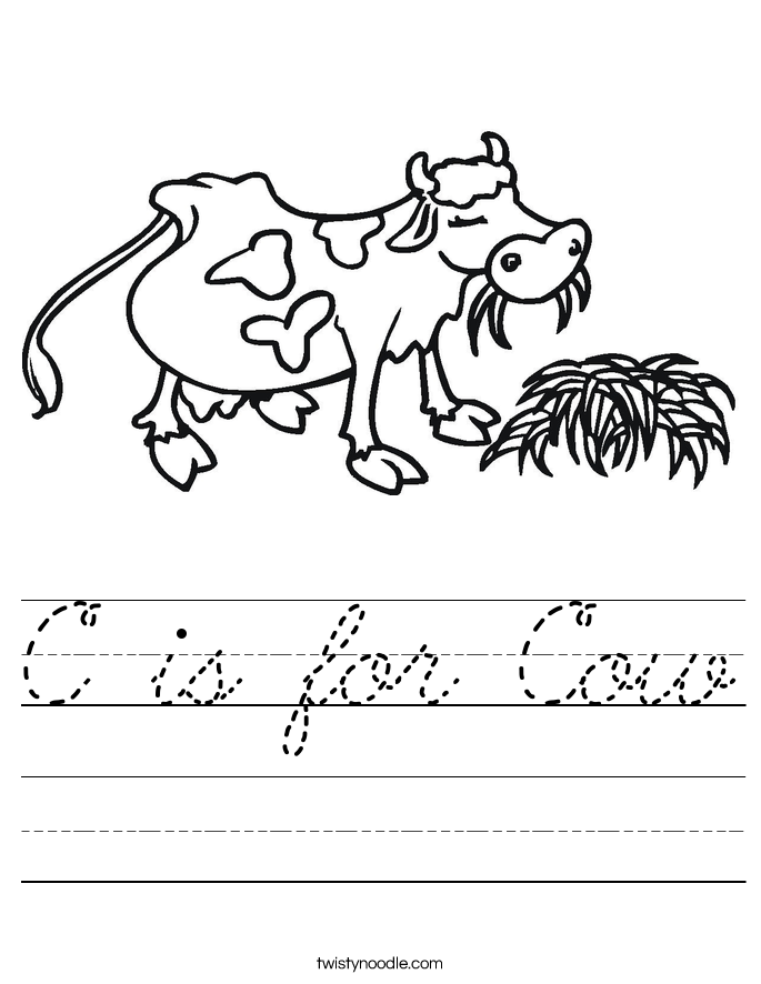 C is for Cow Worksheet