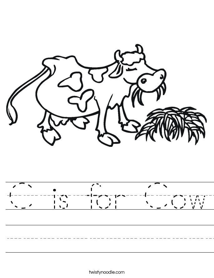 C is for Cow Worksheet