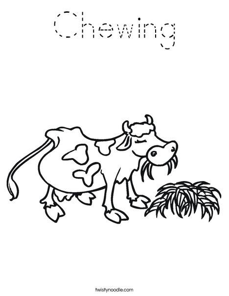 Cow Chewing Coloring Page