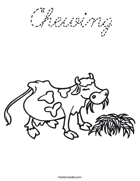Cow Chewing Coloring Page