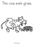 The cow eats grass. Coloring Page