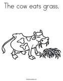 The cow eats grass Coloring Page