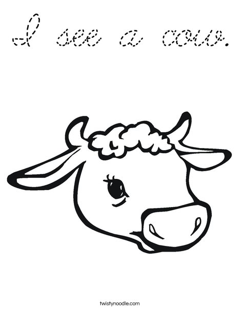 Cow Head with Horns Coloring Page