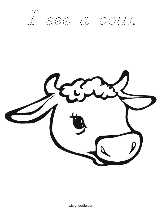 I see a cow. Coloring Page